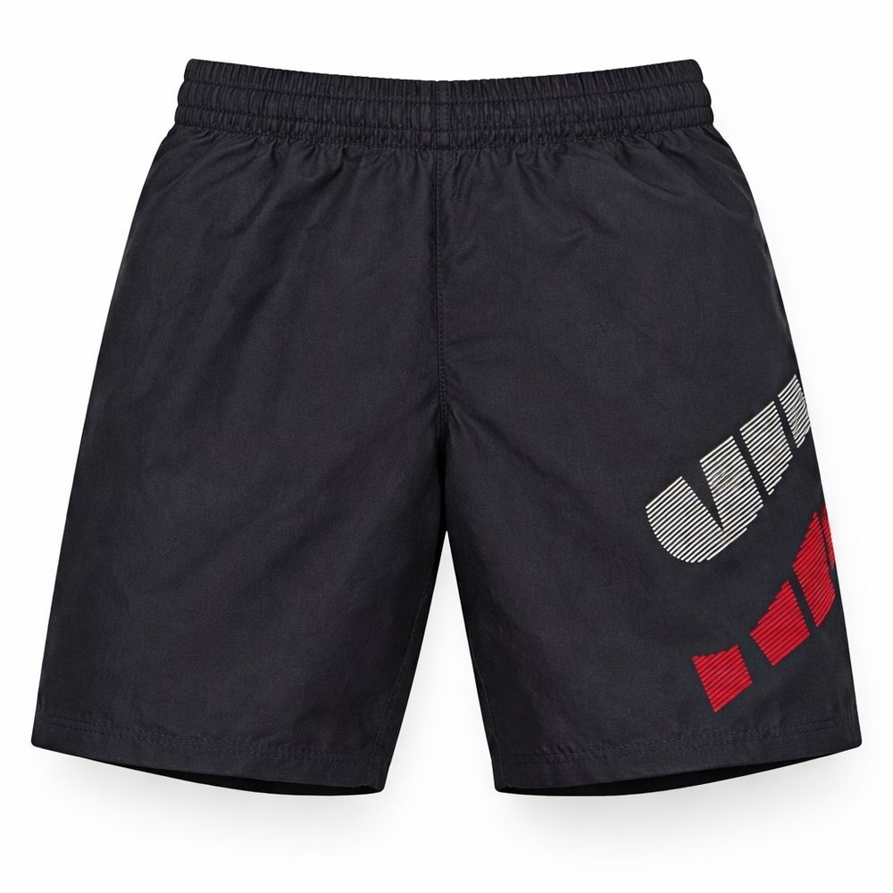 Nike Black Red White Swoosh Swim Board Shorts Swimsuit beach Size Small 8